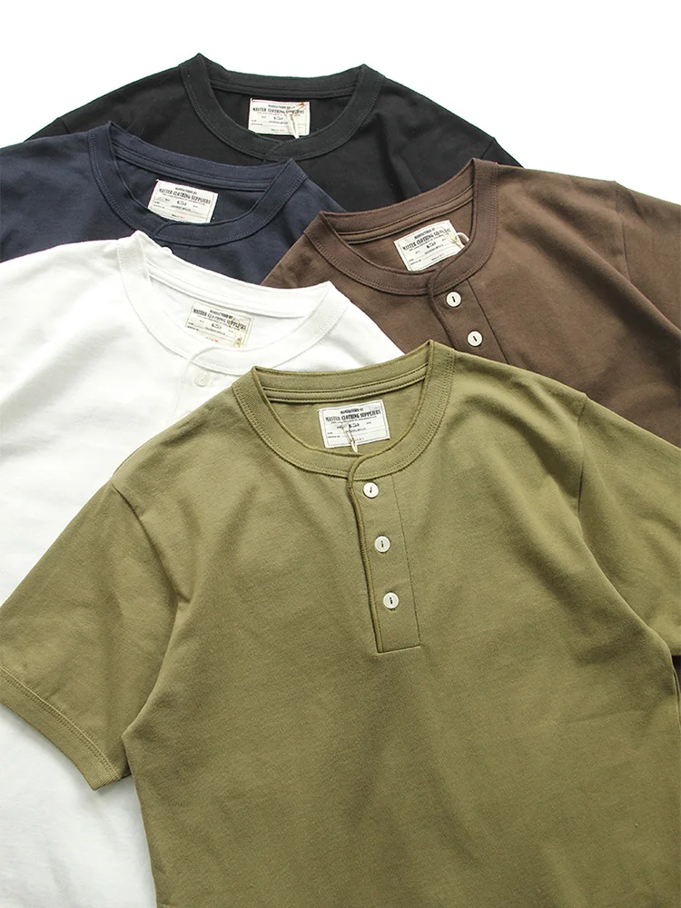 Тяжелая футболка в американском стиле ретро из чистого хлопка с воротником Генри, ор Све, мужская летняя повседневная футболка для студентов... 
Тяжелая футболка в американском стиле ретро из чистого хлопка с воротником Генри, ор Све, мужская летняя повседневная футболка для студентов...