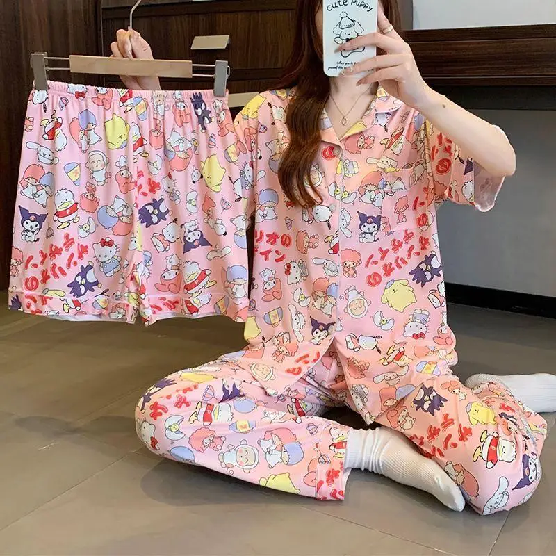 Sanrio Girl футболка для отдыха шорты пижамный костюм Kawaii Hello Kitty аниме модная сексуальная летняя одежда для отдыха костюм-тройка новый
Sanrio Girl футболка для отдыха шорты пижамный костюм Kawaii Hello Kitty аниме модная сексуальная летняя одежда для отдыха костюм-тройка новый
