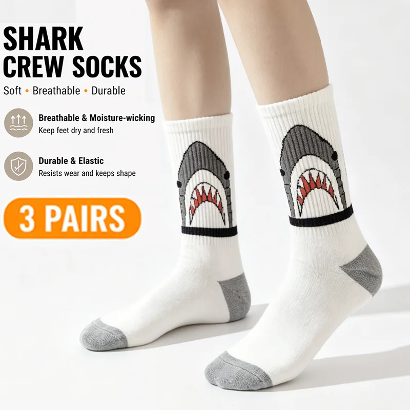 3 Pairs Novelty Shark Crew Socks for Men Women, Funny Animal Shark Teeth Design Mid Calf Tube Socks Cotton Comfortable Breathabl
3 Pairs Novelty Shark Crew Socks for Men Women, Funny Animal Shark Teeth Design Mid Calf Tube Socks Cotton Comfortable Breathabl