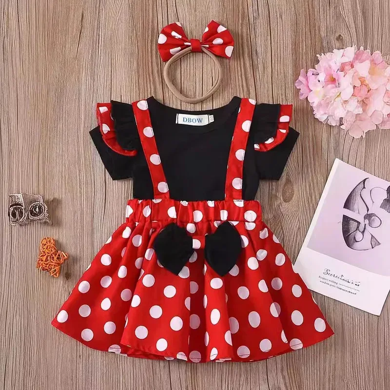 3pcs Girls Set Kids Clothes Flying Sleeve Short Sleeve Top & Polka Dot Suspender Skirt & Bow Headband
3pcs Girls Set Kids Clothes Flying Sleeve Short Sleeve Top & Polka Dot Suspender Skirt & Bow Headband