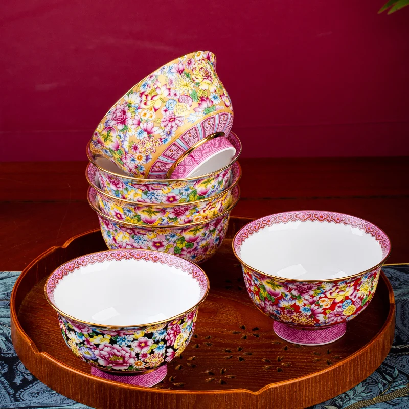 Gold-Painted Bone China Household High-Leg Rice Bowl Enamel Single Ceramic Eating Small Bowl Porridge Bowl Tribute Bowl
Gold-Painted Bone China Household High-Leg Rice Bowl Enamel Single Ceramic Eating Small Bowl Porridge Bowl Tribute Bowl