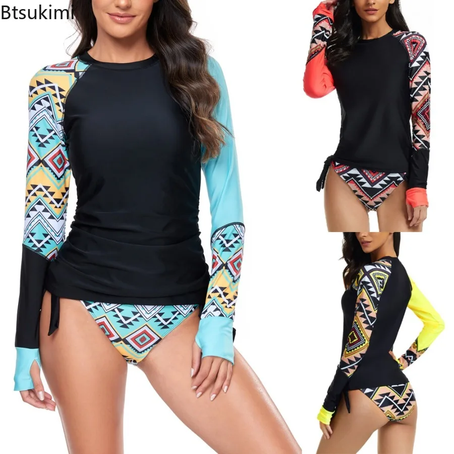 New Long Sleeve Low Waisted Bikini Uv Protection Women's Print Rash Guards Long Sleeve Set 2 Piece Swimsuit Bathing Surfing Suit
New Long Sleeve Low Waisted Bikini Uv Protection Women's Print Rash Guards Long Sleeve Set 2 Piece Swimsuit Bathing Surfing Suit