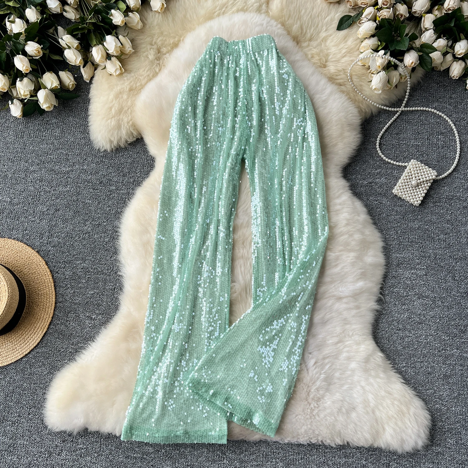Women sweet Sequin Pants STRAIGHT Leg Korean Fashion Elegant Casual Vintage summer Streetwear Clothing
Women sweet Sequin Pants STRAIGHT Leg Korean Fashion Elegant Casual Vintage summer Streetwear Clothing