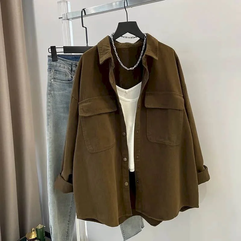 Solid Shirts for Women Polo-neck Vintage Oversized Mid-length Cardigans Long Sleeve Casual Retro Blouse Korean Style Women Tops
Solid Shirts for Women Polo-neck Vintage Oversized Mid-length Cardigans Long Sleeve Casual Retro Blouse Korean Style Women Tops