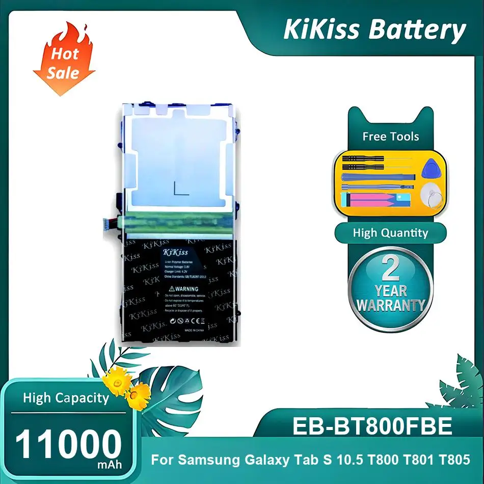 KiKiss Battery For Samsung Galaxy Tab S 10.5 T800 T801 T805,EB-BT800FBE,11000mAh
KiKiss Battery For Samsung Galaxy Tab S 10.5 T800 T801 T805,EB-BT800FBE,11000mAh