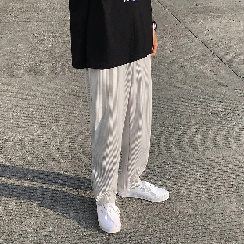 Summer Pleated Straight Pants Men's Fashion Elastic Waist Casual Pants Streetwear Loose Ice Silk Trousers Mens Wide Leg Pants
Summer Pleated Straight Pants Men's Fashion Elastic Waist Casual Pants Streetwear Loose Ice Silk Trousers Mens Wide Leg Pants