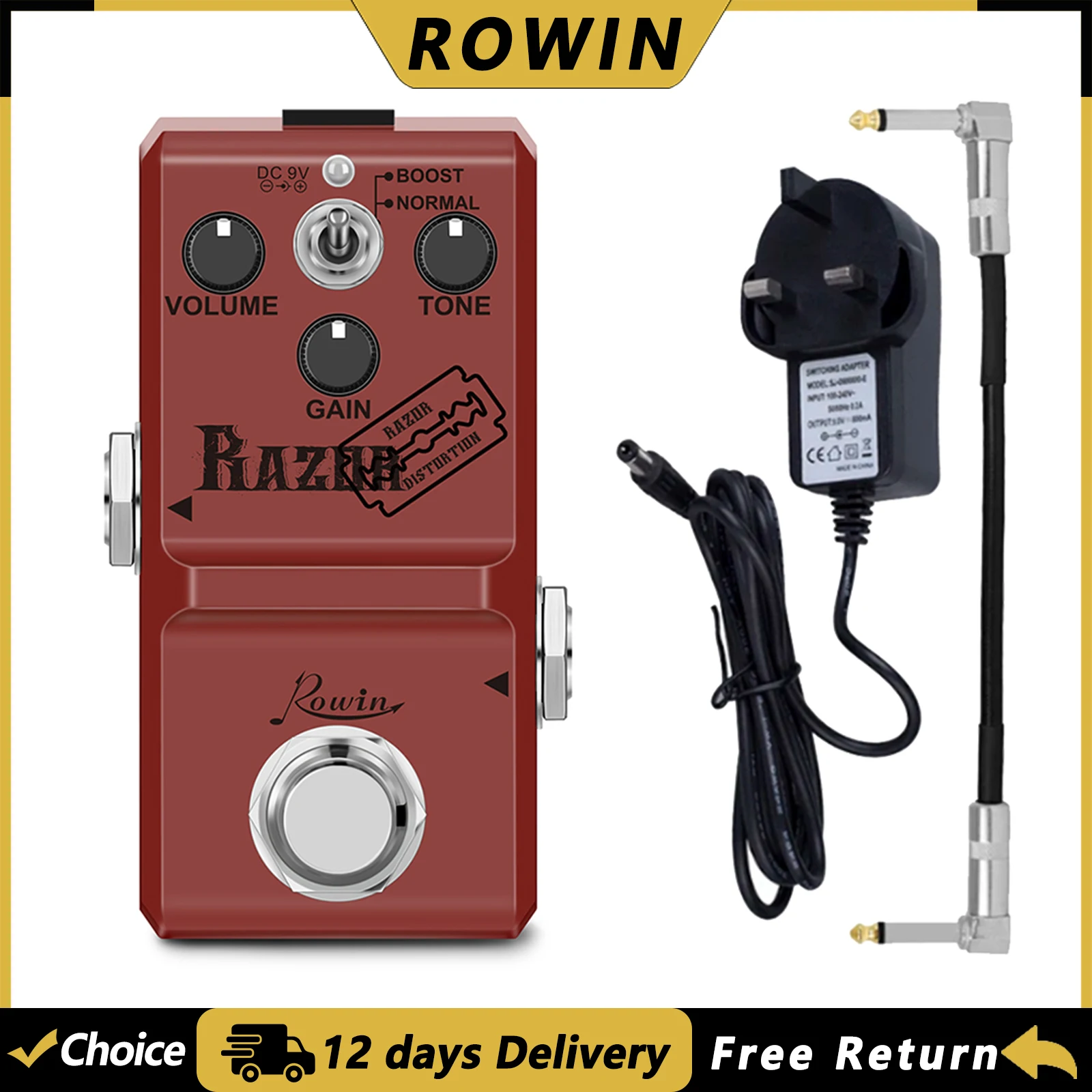 Электрогитарная педаль эффектов ROWIN Metal Distortion, True Bypass, мини-педаль, комплектующие и аксессуары для гитарных эффектов
Электрогитарная педаль эффектов ROWIN Metal Distortion, True Bypass, мини-педаль, комплектующие и аксессуары для гитарных эффектов