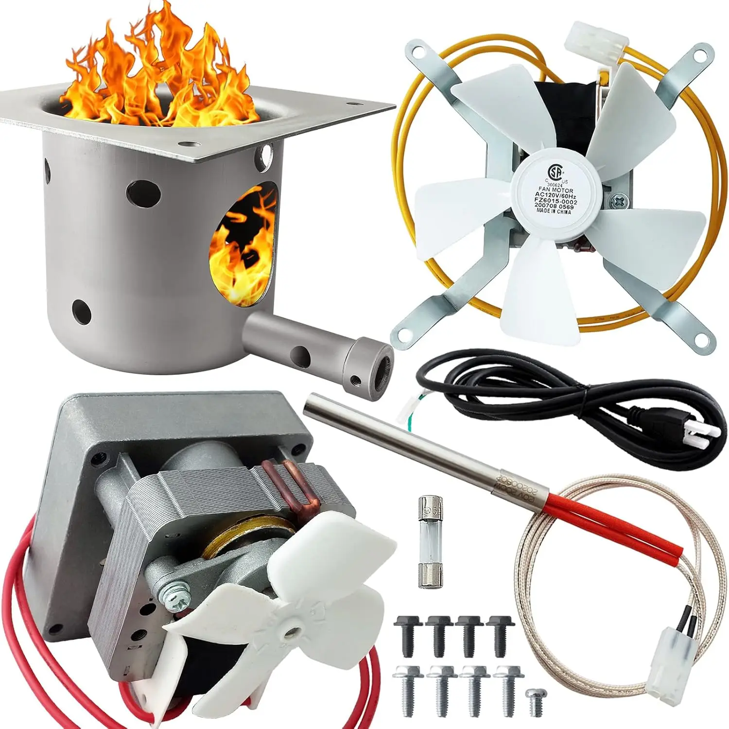 Auger Motor, Induction Fan Kit, Fire Burn Pot and Hot Rod Ignitor for Traeger and Pit Boss Wood Pellet Grill Replacement Parts
Auger Motor, Induction Fan Kit, Fire Burn Pot and Hot Rod Ignitor for Traeger and Pit Boss Wood Pellet Grill Replacement Parts