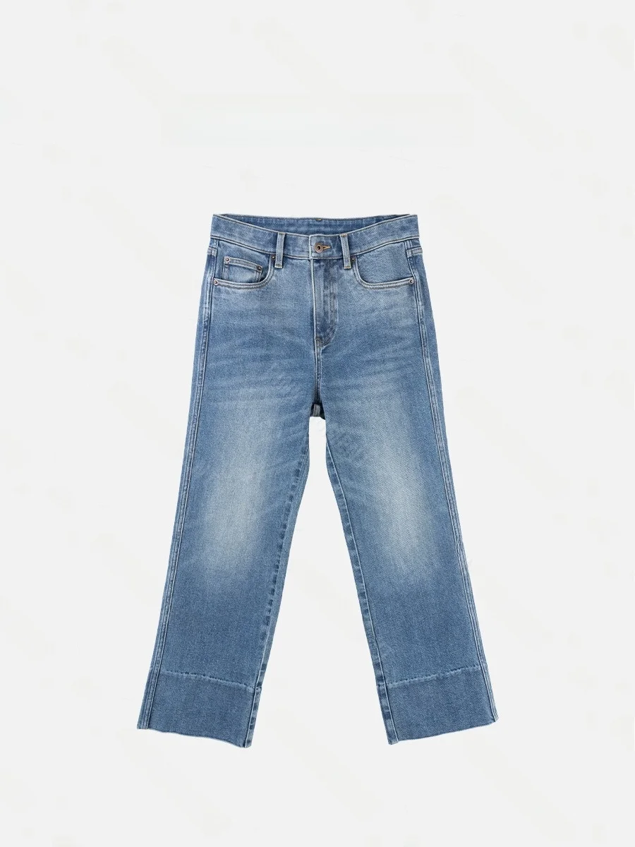 Классические ретро-джинсы синего цвета с прямыми штанинами для женщин, с высокой талией, из смесового хлопка, износостойкие, с дизайном в стиле флип-флоп, современные, стильные
Классические ретро-джинсы синего цвета с прямыми штанинами для женщин, с высокой талией, из смесового хлопка, износостойкие, с дизайном в стиле флип-флоп, современные, стильные