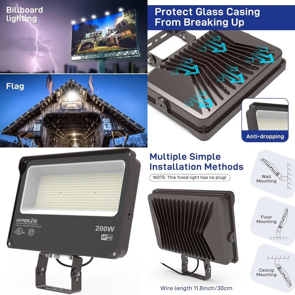 Светодиодный прожектор 200 Вт, 24000 лм, 5000K, дневной свет, водонепроницаемый, для наружного освещения дворов, садов и складов, с сертификацией UL
Светодиодный прожектор 200 Вт, 24000 лм, 5000K, дневной свет, водонепроницаемый, для наружного освещения дворов, садов и складов, с сертификацией UL