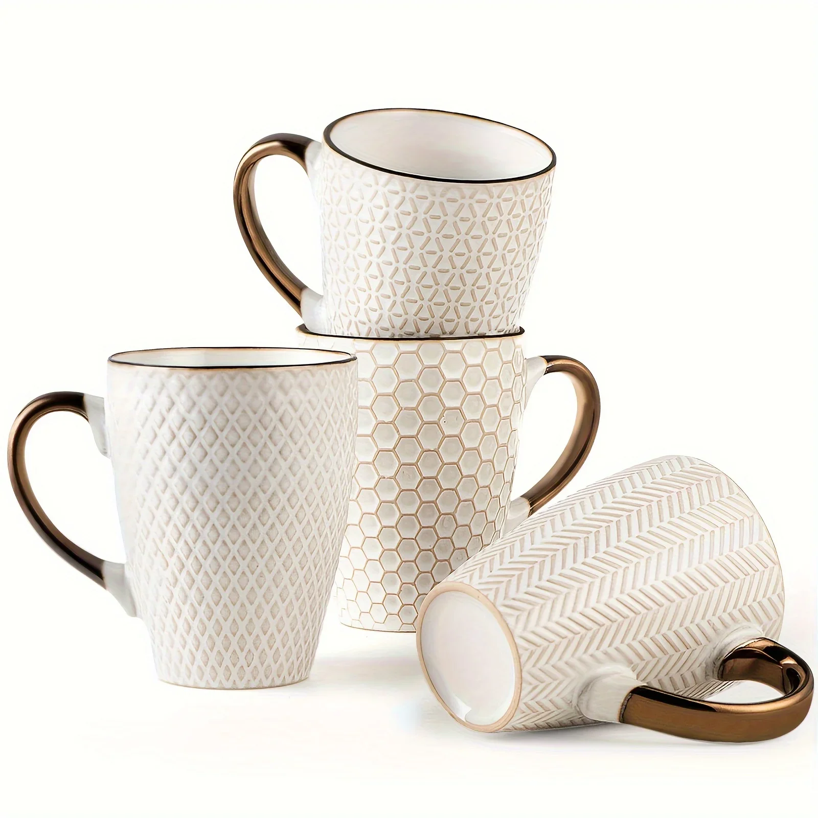 KEEHOME Gooditour 4 Pcs 16 Oz Ceramic Coffee Mug - Large Coffee Mugs Set - Embossed Stoneware Cups With Handle For Latte Tea Cappuccino Cocoa - Microwave Dishwasher Safe - White
KEEHOME Gooditour 4 Pcs 16 Oz Ceramic Coffee Mug - Large Coffee Mugs Set - Embossed Stoneware Cups With Handle For Latte Tea Cappuccino Cocoa - Microwave Dishwasher Safe - White