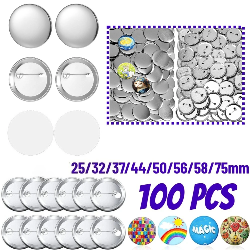 100 Sets Frosted Blank Button Supplies 25mm/32mm/37mm/44mm/50mm/56mm/58mm/75mm Metal Covers Backs Clear Film
100 Sets Frosted Blank Button Supplies 25mm/32mm/37mm/44mm/50mm/56mm/58mm/75mm Metal Covers Backs Clear Film