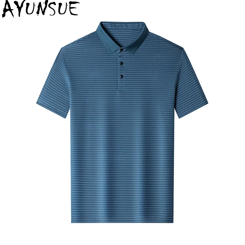 AYUNSUE High-end 100% Double-sided Mulberry Silk Polo T Shirt for Man Breathable Striped Casual Tee Shirt Men Polo Shirts Herren
AYUNSUE High-end 100% Double-sided Mulberry Silk Polo T Shirt for Man Breathable Striped Casual Tee Shirt Men Polo Shirts Herren