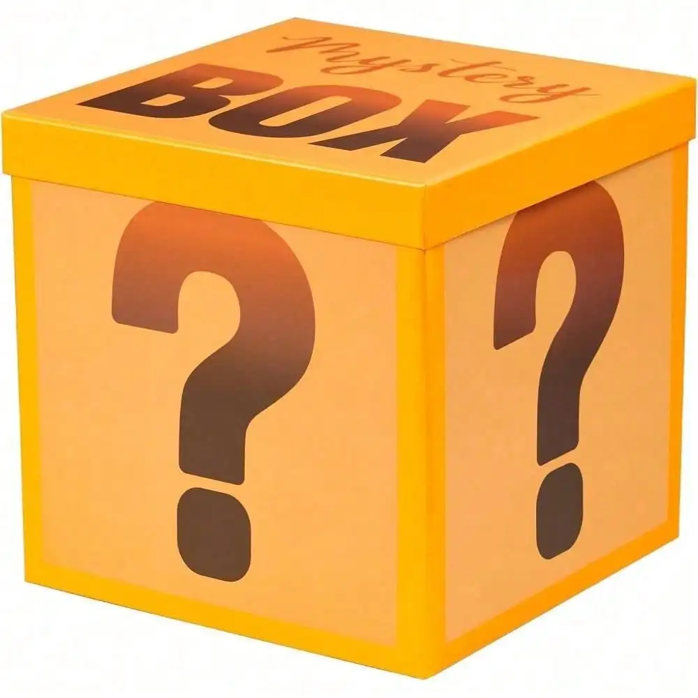 Mystery Gift Box With Lid, Orange Question Mark Pattern
Mystery Gift Box With Lid, Orange Question Mark Pattern