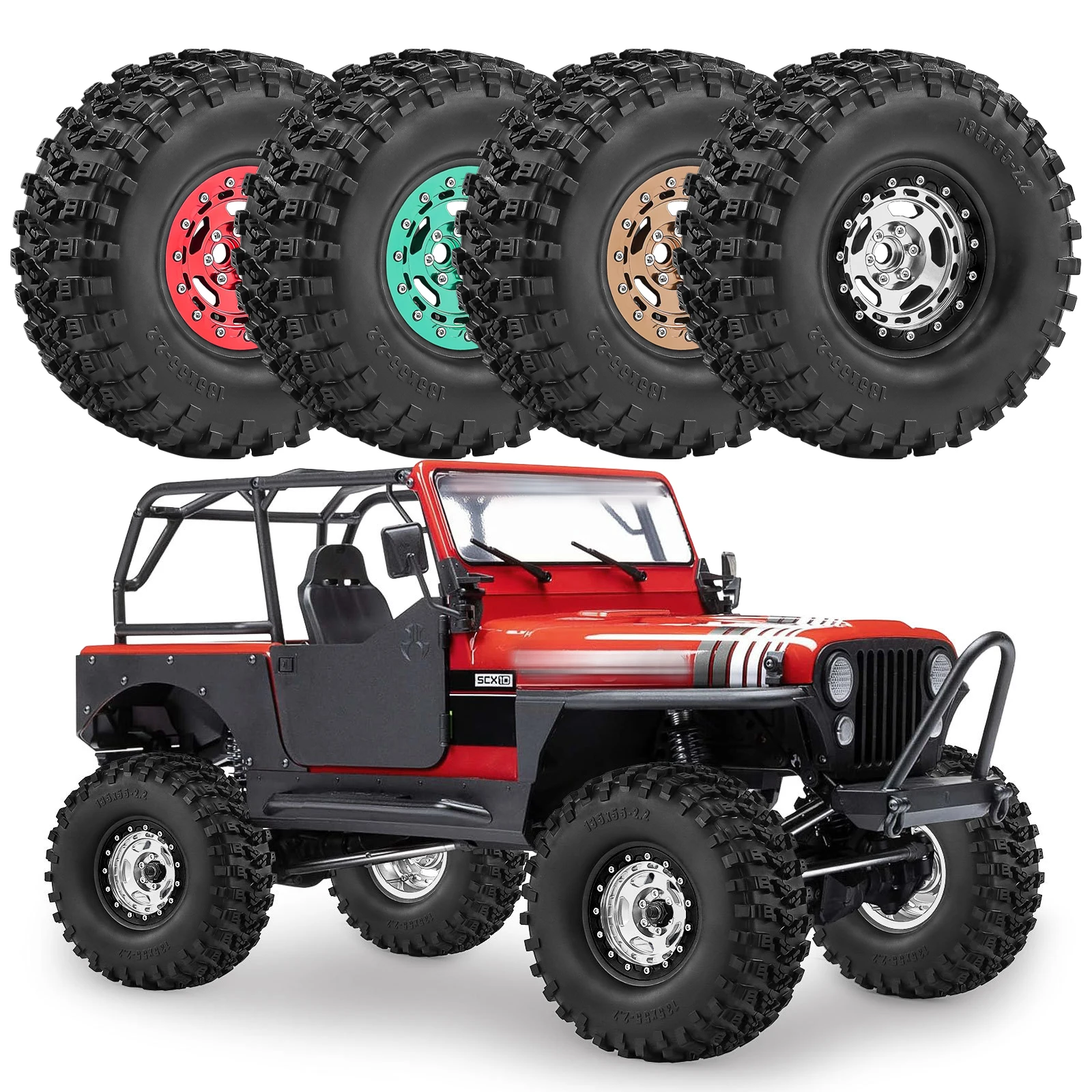4pcs 135mm 2.2 inch Metal Beadlock Wheel Rim & Tyre for 1/10 RC Crawler Car Axial SCX10 II III Pro TRX4 TRX6 GEN7/8 D90 Wraith
4pcs 135mm 2.2 inch Metal Beadlock Wheel Rim & Tyre for 1/10 RC Crawler Car Axial SCX10 II III Pro TRX4 TRX6 GEN7/8 D90 Wraith