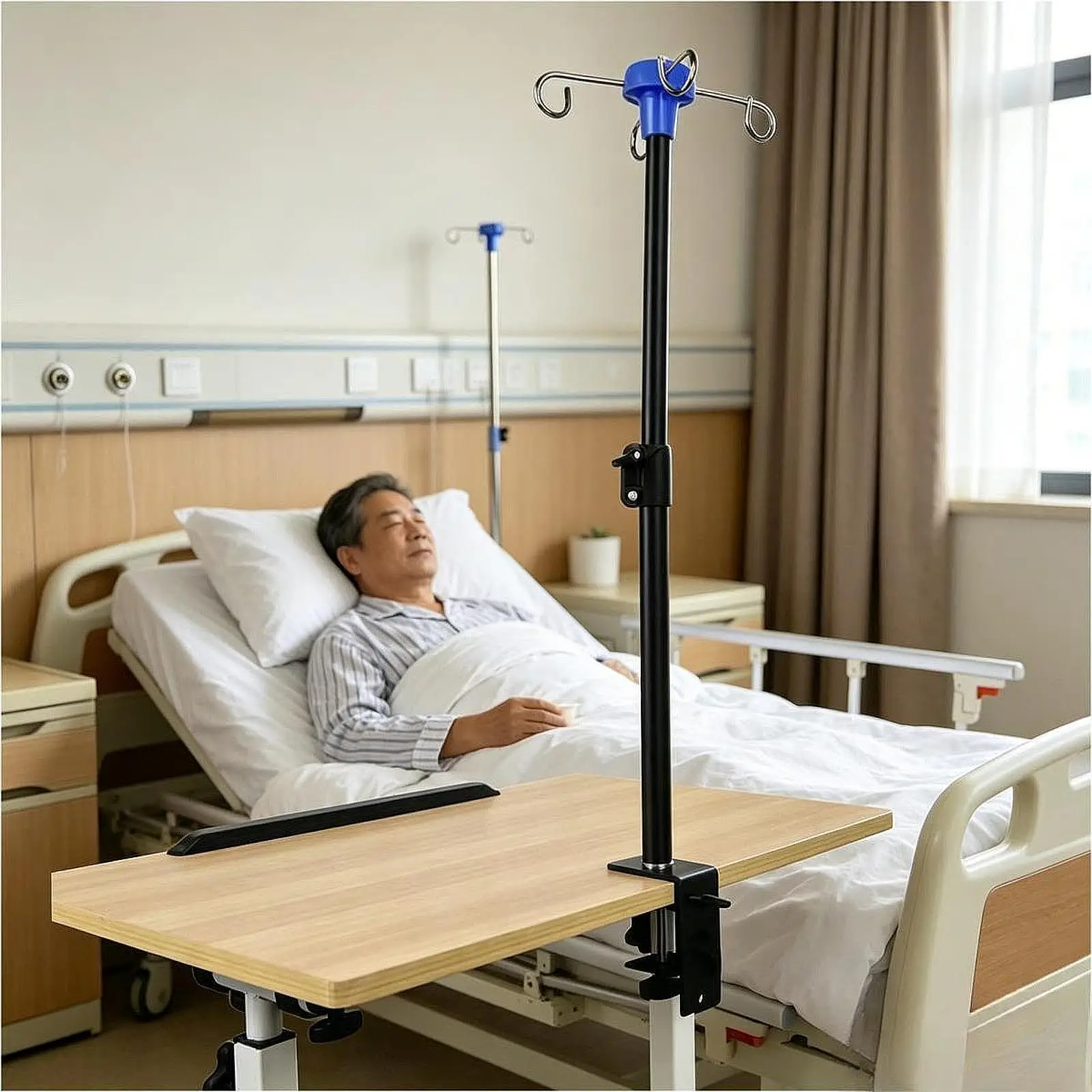Table IV Pole Drip Bag Holder Convenient Sturdy with 4 Hooks Portable Adjustable Height Durability Handsfree Desktop IV Stand
Table IV Pole Drip Bag Holder Convenient Sturdy with 4 Hooks Portable Adjustable Height Durability Handsfree Desktop IV Stand