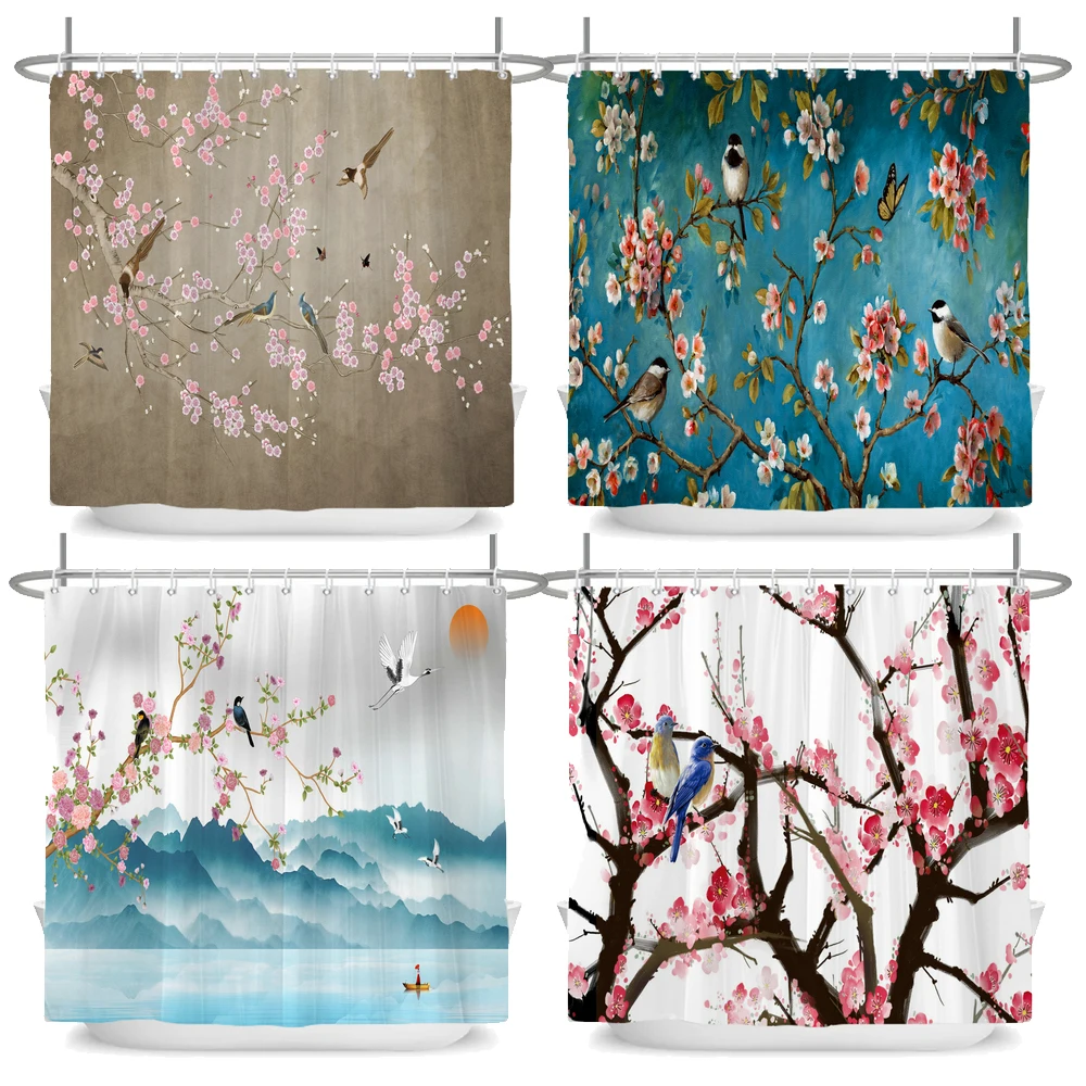 Chinese Flower and Bird Shower Curtain Flowers Bath Curtain Polyester Fabric Waterproof Bathroom Curtains with Hooks Bath Screen
Chinese Flower and Bird Shower Curtain Flowers Bath Curtain Polyester Fabric Waterproof Bathroom Curtains with Hooks Bath Screen