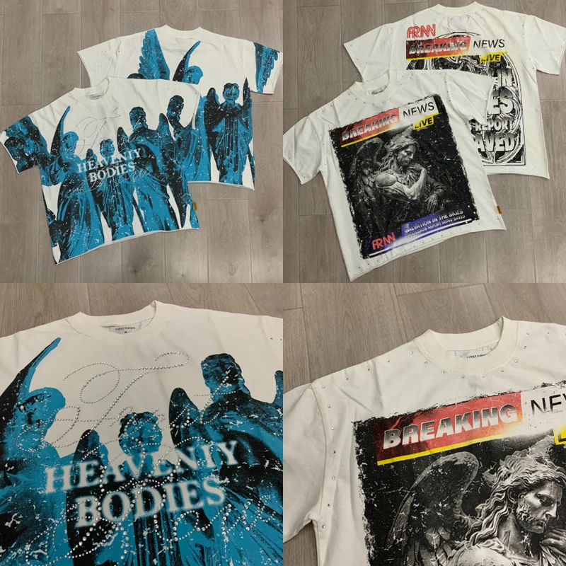 High-quality First Row T-shirt New Summer Rhinestone Short Sleeve Men Women Loose Casual T-shirts
High-quality First Row T-shirt New Summer Rhinestone Short Sleeve Men Women Loose Casual T-shirts