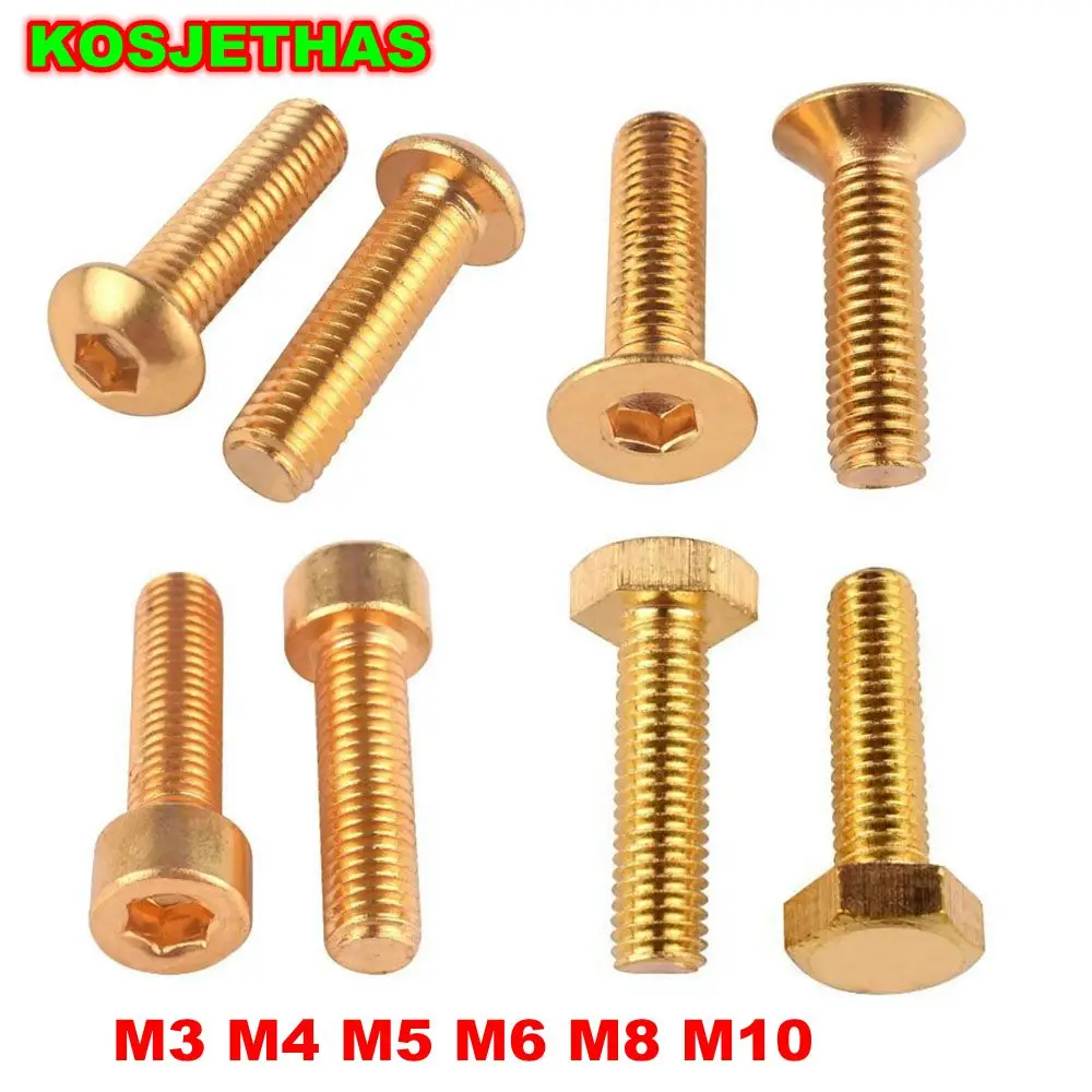 KOSJETHAS Pure Brass Button Head Screws M3 M4 M5 M6 M8 M10 Allen Hex Socket Flat Countersunk Head Screw Bolt ISO7380 DIN7991 912
KOSJETHAS Pure Brass Button Head Screws M3 M4 M5 M6 M8 M10 Allen Hex Socket Flat Countersunk Head Screw Bolt ISO7380 DIN7991 912