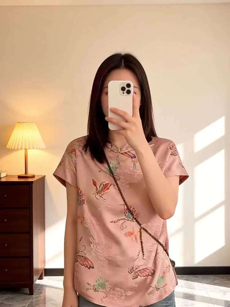 New Chinese Style Fashionable Versatile Short Sleeve Stand Collar Thin Summer Top Women's Premium Quality Loose Fit ...
New Chinese Style Fashionable Versatile Short Sleeve Stand Collar Thin Summer Top Women's Premium Quality Loose Fit ...