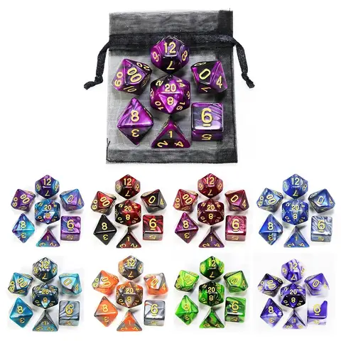 Dice DND Game Dice Role Dice Mixing Colours Dice Set With Bag 9 Different Styles Available For Portable Toys DND RPG TRPG Games