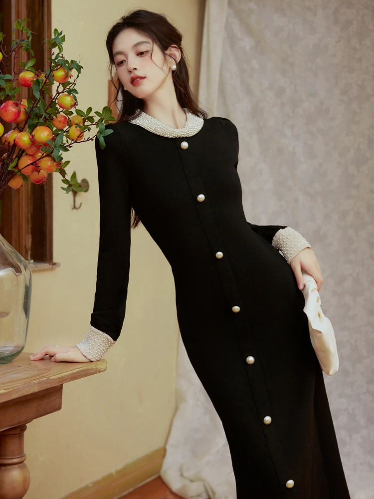 Elegant Black Knitted Wrap Dress Women's Autumn Winter New Style High Waist A-Line Long Dress French Style Long Sleeve Dress
Elegant Black Knitted Wrap Dress Women's Autumn Winter New Style High Waist A-Line Long Dress French Style Long Sleeve Dress