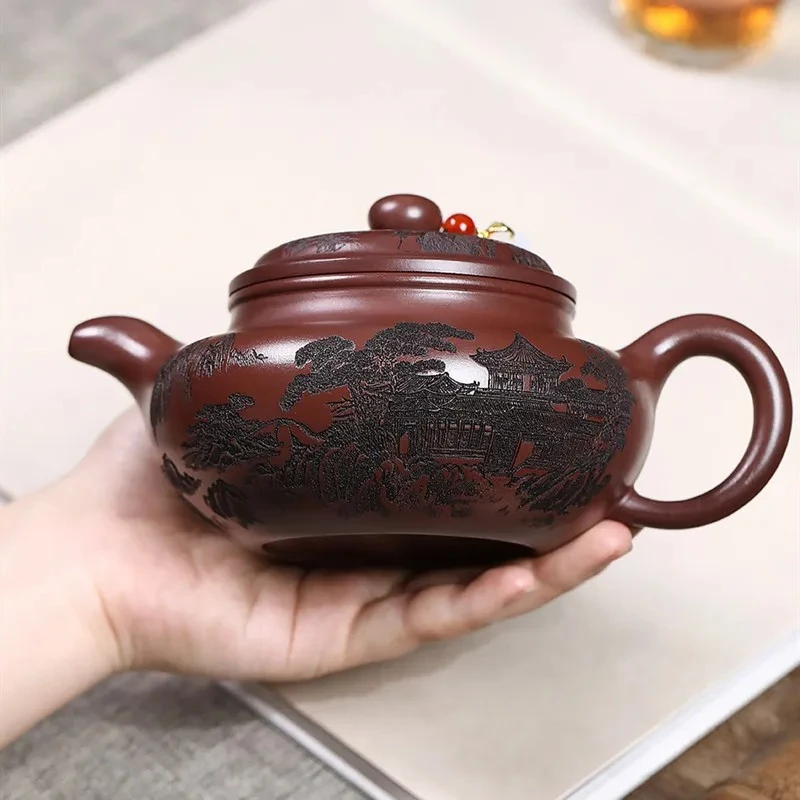 Chinese Tradition Yixing Purple Clay Teapot Handmade Landscape Tea Pot Large Capacity Beauty Kettle Zisha Tea Set Teaware 380ml
Chinese Tradition Yixing Purple Clay Teapot Handmade Landscape Tea Pot Large Capacity Beauty Kettle Zisha Tea Set Teaware 380ml