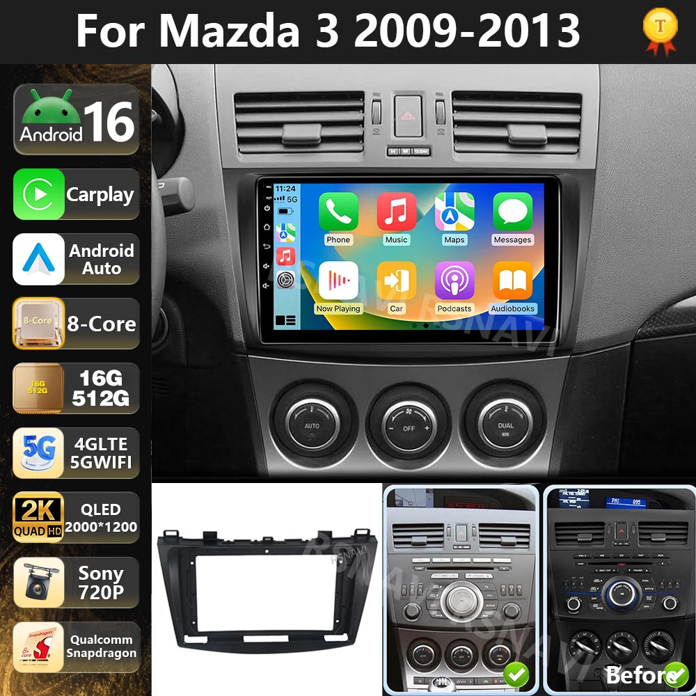 Qualcomm Android 16 Car Radio For Mazda 3 2004 - 2013 Maxx Carplay Android Auto Stereo Multimedia Player 4G Wifi DSP Navigation
Qualcomm Android 16 Car Radio For Mazda 3 2004 - 2013 Maxx Carplay Android Auto Stereo Multimedia Player 4G Wifi DSP Navigation