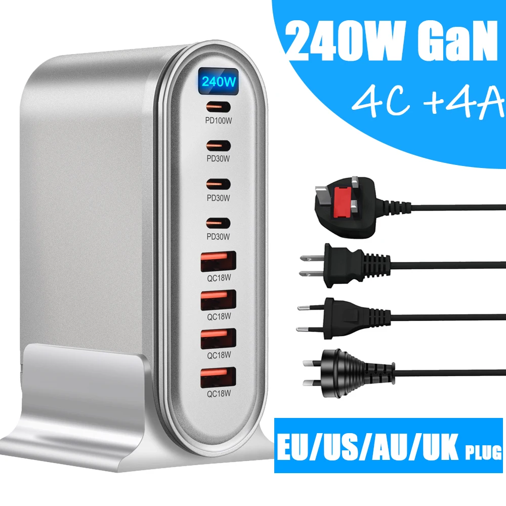 240W GaN Fast Charger Multi Ports USB C Charger QC 3.0 PD Charger Type C Fast Charge For iPhone 15/Samsung/Xiaomi/iPAD 4C4A
240W GaN Fast Charger Multi Ports USB C Charger QC 3.0 PD Charger Type C Fast Charge For iPhone 15/Samsung/Xiaomi/iPAD 4C4A