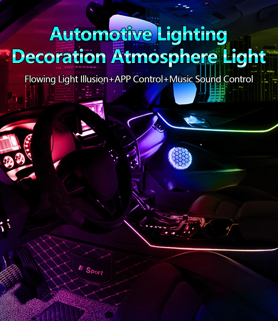 Multi Color Car DIY Interior Ambient Lights Music Sync Rhythm Lighting Strips By App Control Voice Control Car LED Mood Lights
Multi Color Car DIY Interior Ambient Lights Music Sync Rhythm Lighting Strips By App Control Voice Control Car LED Mood Lights