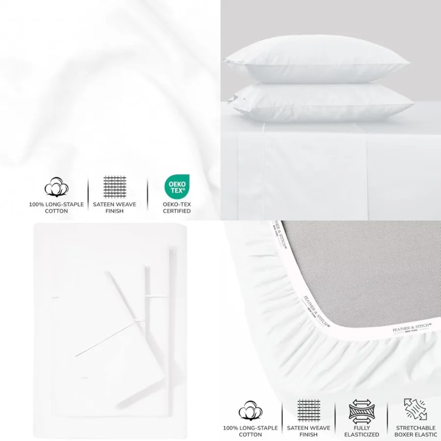 Feather Stitch 500 TC Size Damask Bed Sheet Set, 100 Cotton Soft Breathable Bedsheets, 4 Pcs 18 Deep Pockets Sateen Weave Beddi
Feather Stitch 500 TC Size Damask Bed Sheet Set, 100 Cotton Soft Breathable Bedsheets, 4 Pcs 18 Deep Pockets Sateen Weave Beddi