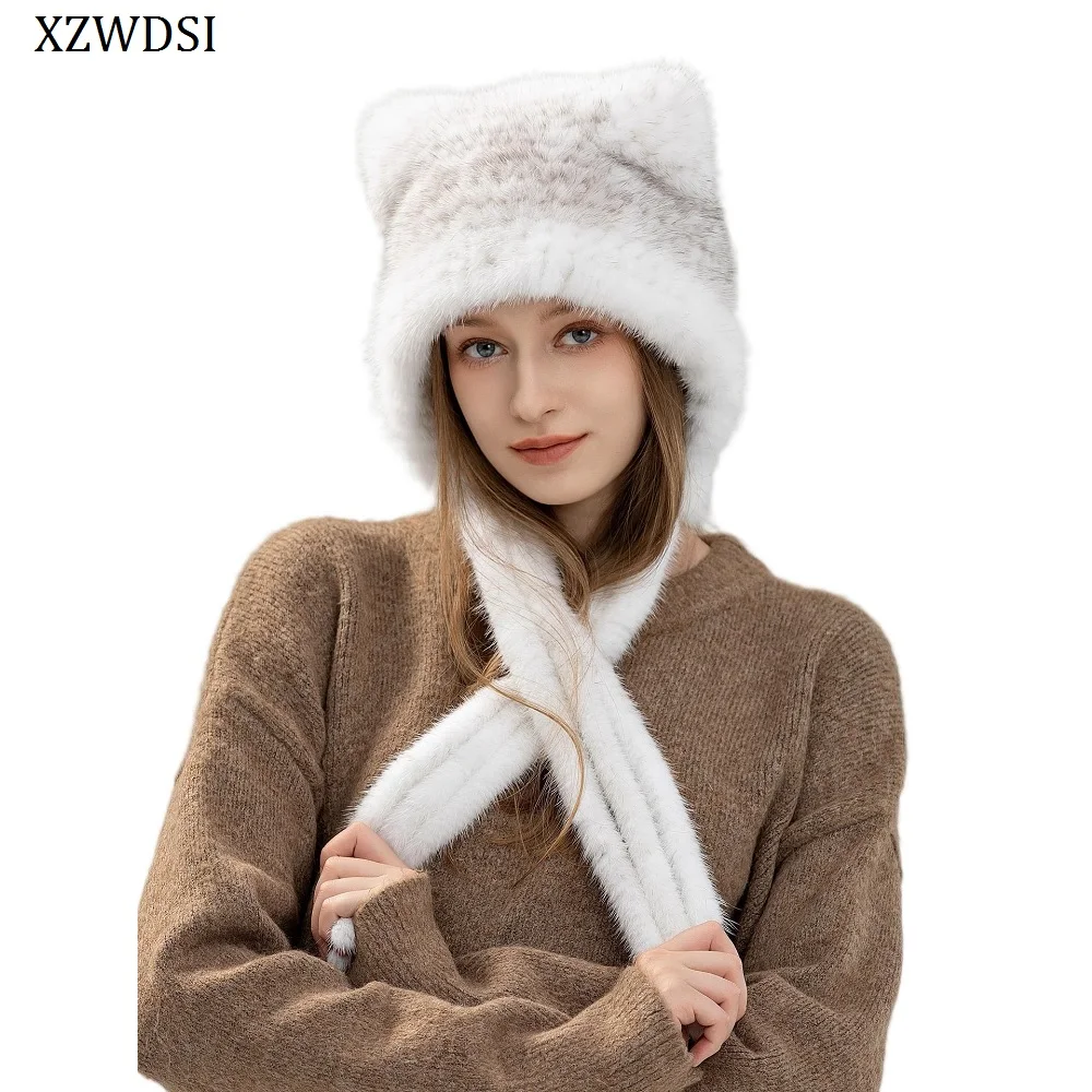 Зимние меховые шапки с милыми медвежьими ушками для женщин, шапка из натурального норкового меха с бахромой, теплые вязаные шапочки для защиты ушей
Зимние меховые шапки с милыми медвежьими ушками для женщин, шапка из натурального норкового меха с бахромой, теплые вязаные шапочки для защиты ушей