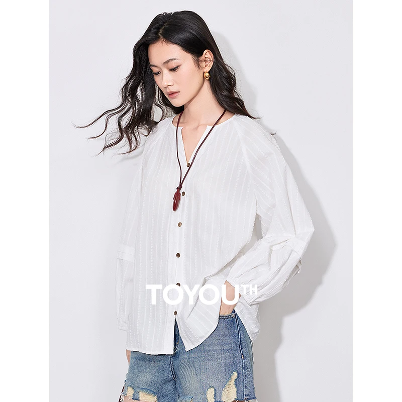 TOYOUTH Women Blouse Shirt 2025 Spring New French Style Jacquard Lantern Sleeve Pure Cotton Versatile Pullover Tops
TOYOUTH Women Blouse Shirt 2025 Spring New French Style Jacquard Lantern Sleeve Pure Cotton Versatile Pullover Tops