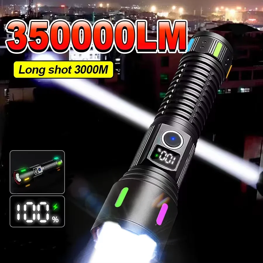 Super Bright Long Range 3500M Torch High Power Led Flashlight USB Rechargeable Ultra Powerful Torch Light Outdoor Hiking Lantern
Super Bright Long Range 3500M Torch High Power Led Flashlight USB Rechargeable Ultra Powerful Torch Light Outdoor Hiking Lantern