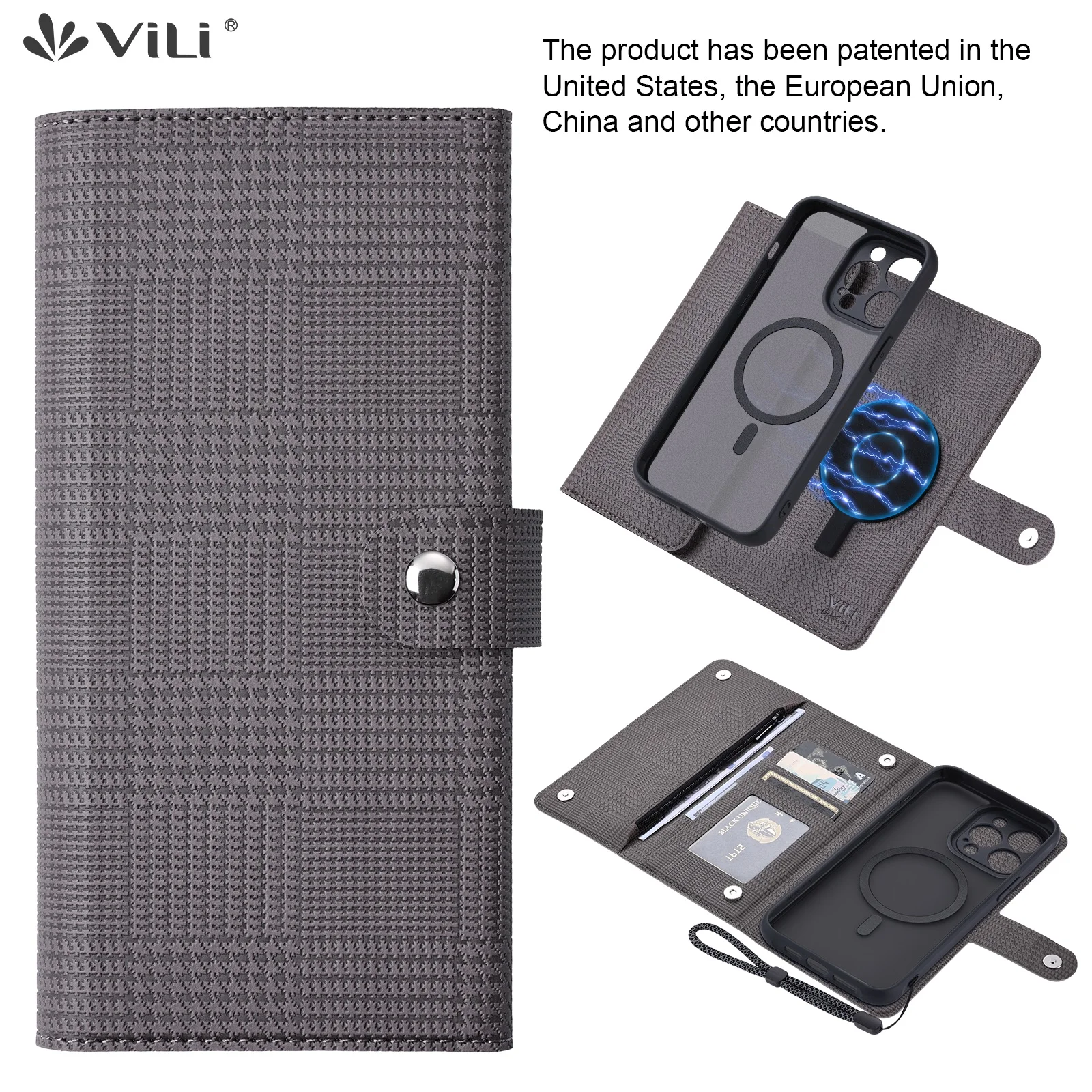 MagSafe case for iPhone15 Pro Max 13 14pro,ViLi 2-in-1 MagSafecase wallet(RFID Blocking),cardholder phone Zipper business wallet
MagSafe case for iPhone15 Pro Max 13 14pro,ViLi 2-in-1 MagSafecase wallet(RFID Blocking),cardholder phone Zipper business wallet