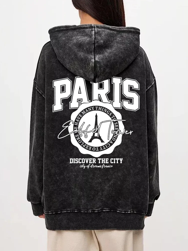 Cotton Womans Acid Wash Hoodies Paris Discover The City Printing Streetwear Oversize Pocket Warm Pullovers Autumn Female Clothes
Cotton Womans Acid Wash Hoodies Paris Discover The City Printing Streetwear Oversize Pocket Warm Pullovers Autumn Female Clothes