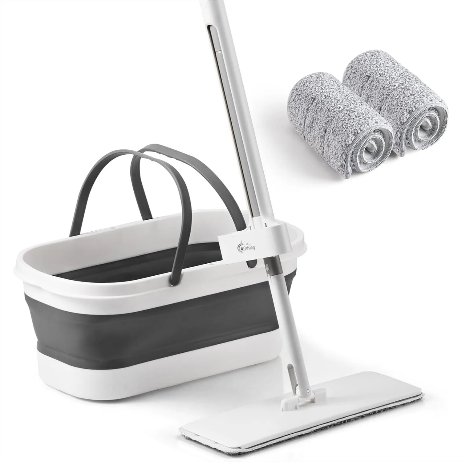 Flat Mop and Collapsible Bucket with Wheels, 2 Washable Microfiber Pads for Hard Floors
Flat Mop and Collapsible Bucket with Wheels, 2 Washable Microfiber Pads for Hard Floors