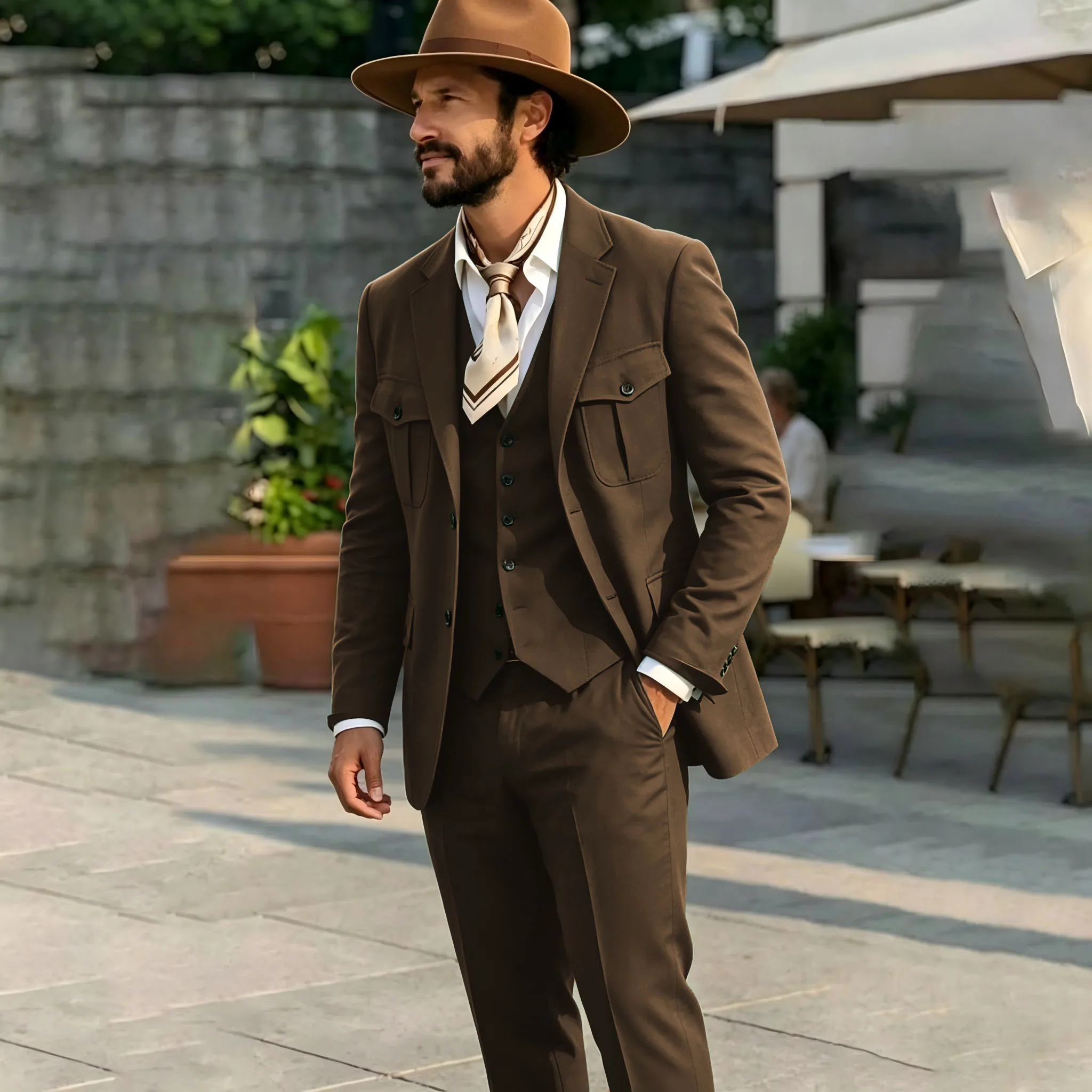 Casual Brown 3 Piece Elegant Men's Suit Jacket Vest Pants Formal Wedding Groom Attire Prom Dinner Party Tuxedos Costume Homme
Casual Brown 3 Piece Elegant Men's Suit Jacket Vest Pants Formal Wedding Groom Attire Prom Dinner Party Tuxedos Costume Homme