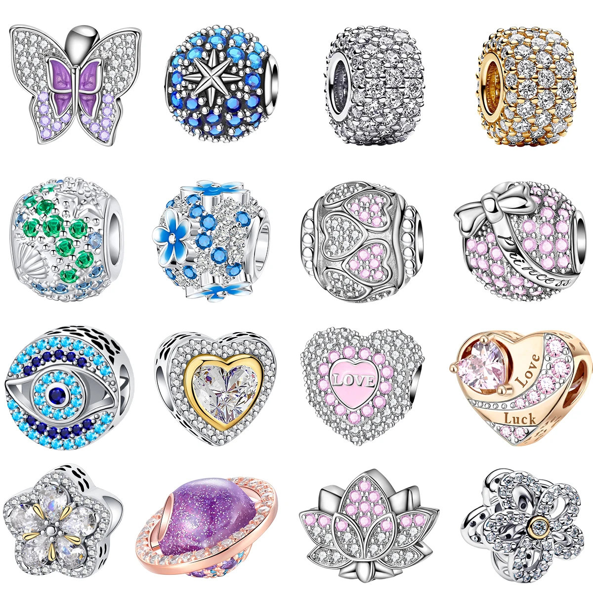Original 925 Sterling Silver Charms Heart Flower Butterfly Zircon Beads Pendant Bracelets Necklaces Womens DIY Jewelry Gift
Original 925 Sterling Silver Charms Heart Flower Butterfly Zircon Beads Pendant Bracelets Necklaces Womens DIY Jewelry Gift