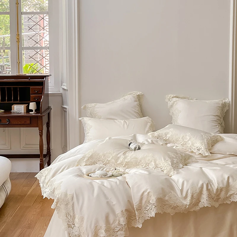 Romantic French Wedding Chic Flowers Lace Edge Woman Bedding Set 1000TC Egyptian Cotton Girl Duvet Cover Bed Sheet Pillowcases
Romantic French Wedding Chic Flowers Lace Edge Woman Bedding Set 1000TC Egyptian Cotton Girl Duvet Cover Bed Sheet Pillowcases