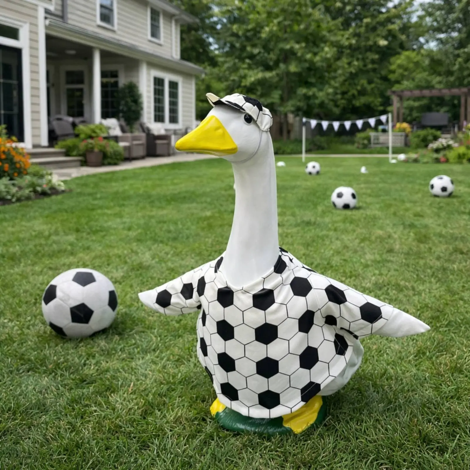 Goose Statue Futbol Shirt Set Easy to Clean Porch Goose Futbol Uniform Yard Decoration Vision-Catching Garden Decor Reusable
Goose Statue Futbol Shirt Set Easy to Clean Porch Goose Futbol Uniform Yard Decoration Vision-Catching Garden Decor Reusable