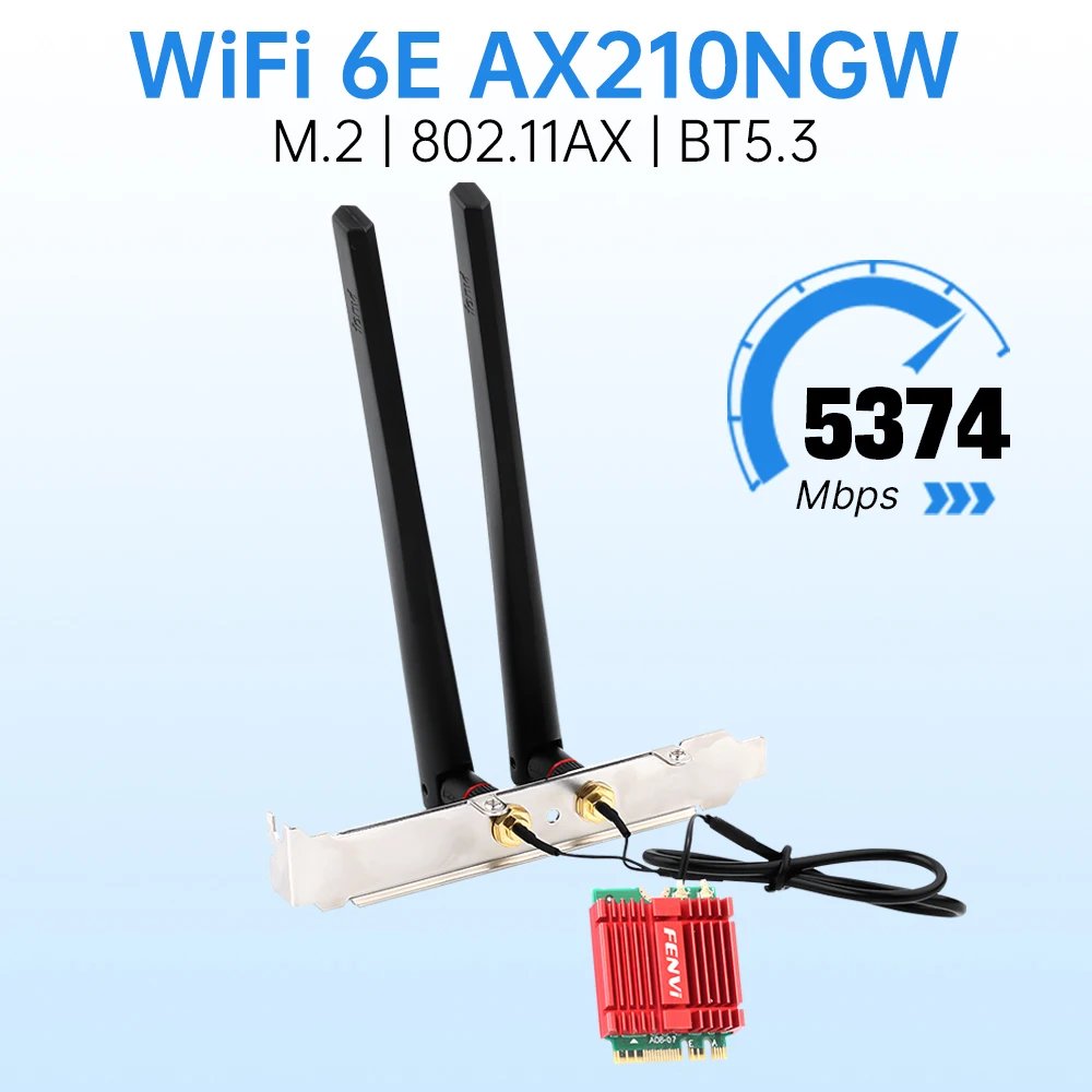 FENVI Wifi 6E AX210 WiFi Adapter M.2 Wireless Ethernet Network Card BT5.3 Tri-Band 2.4G/5G/6GHz 802.11AX For Win 10 11
FENVI Wifi 6E AX210 WiFi Adapter M.2 Wireless Ethernet Network Card BT5.3 Tri-Band 2.4G/5G/6GHz 802.11AX For Win 10 11