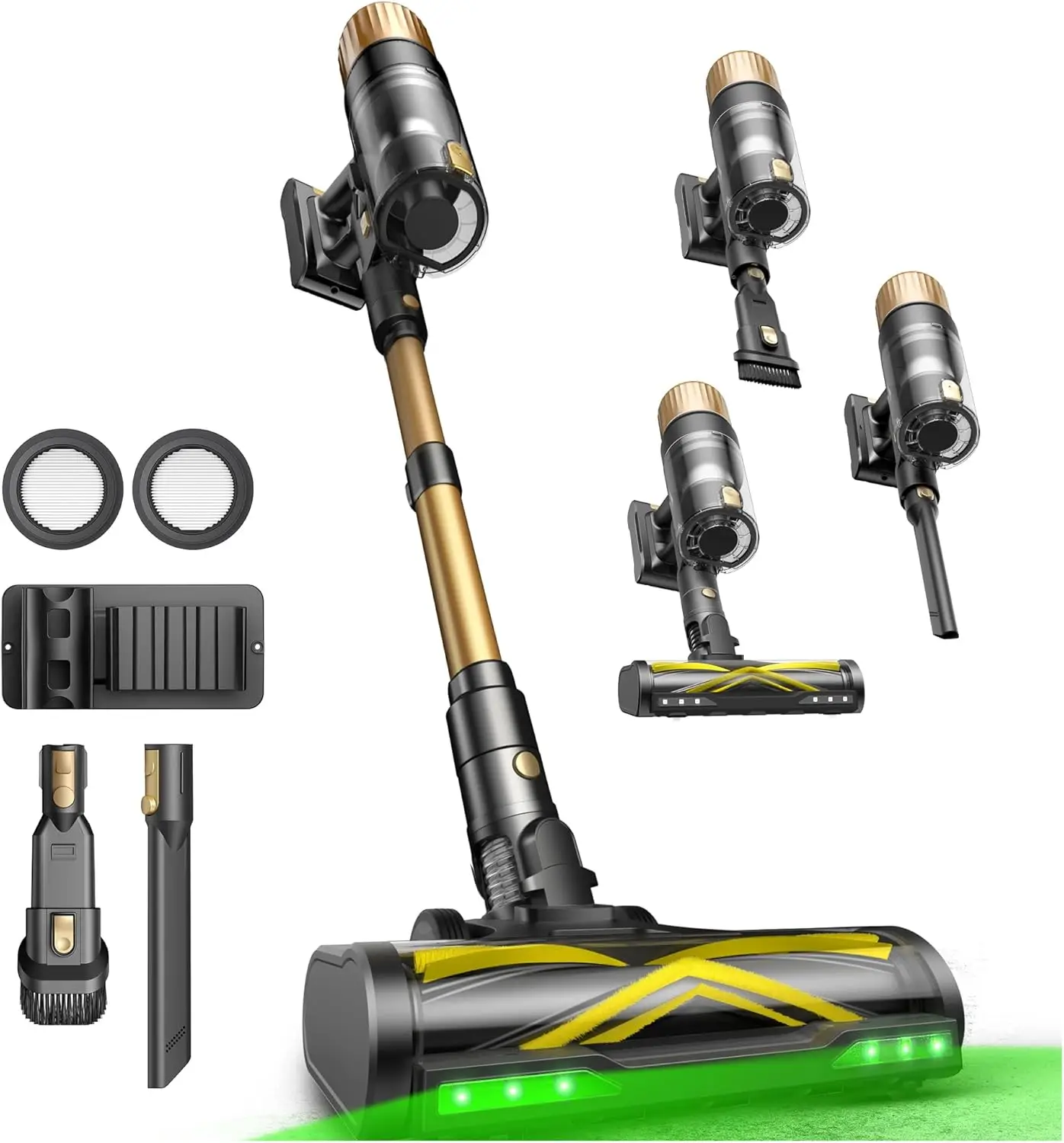 Cordless Vacuum Cleaner, 600W 60KPA 65mins for Home, Green Light, Self-Standing & Anti-Tangled Brush for Floor/Carpet/Pet Hair
Cordless Vacuum Cleaner, 600W 60KPA 65mins for Home, Green Light, Self-Standing & Anti-Tangled Brush for Floor/Carpet/Pet Hair