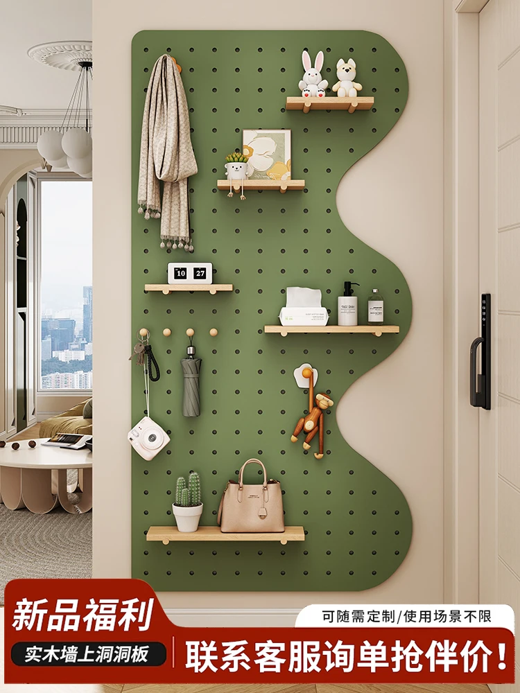 Solid wood hole board custom entrance entrance wall rack baffle hanging board storage rack wall display rack
Solid wood hole board custom entrance entrance wall rack baffle hanging board storage rack wall display rack