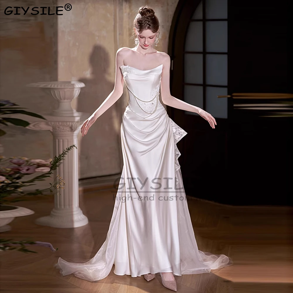 GIYSILE White Strapless Wedding Dresses Sweetheart Stain Mermaid Bride Dress Lace Train Princess Wedding Evening Gowns Vestidos
GIYSILE White Strapless Wedding Dresses Sweetheart Stain Mermaid Bride Dress Lace Train Princess Wedding Evening Gowns Vestidos