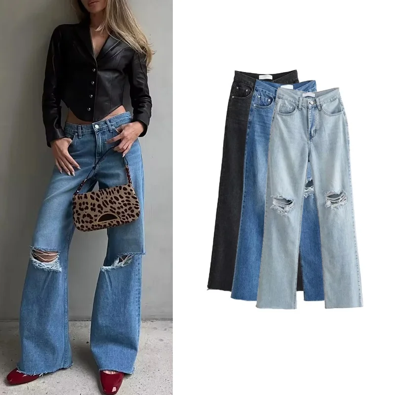 Spring Summer New Women's Street Sle Casual High Waist Double Knee Hole Denim Jeans Long Pants Cool Feeling Fabric Straight...
Spring Summer New Women's Street Sle Casual High Waist Double Knee Hole Denim Jeans Long Pants Cool Feeling Fabric Straight...