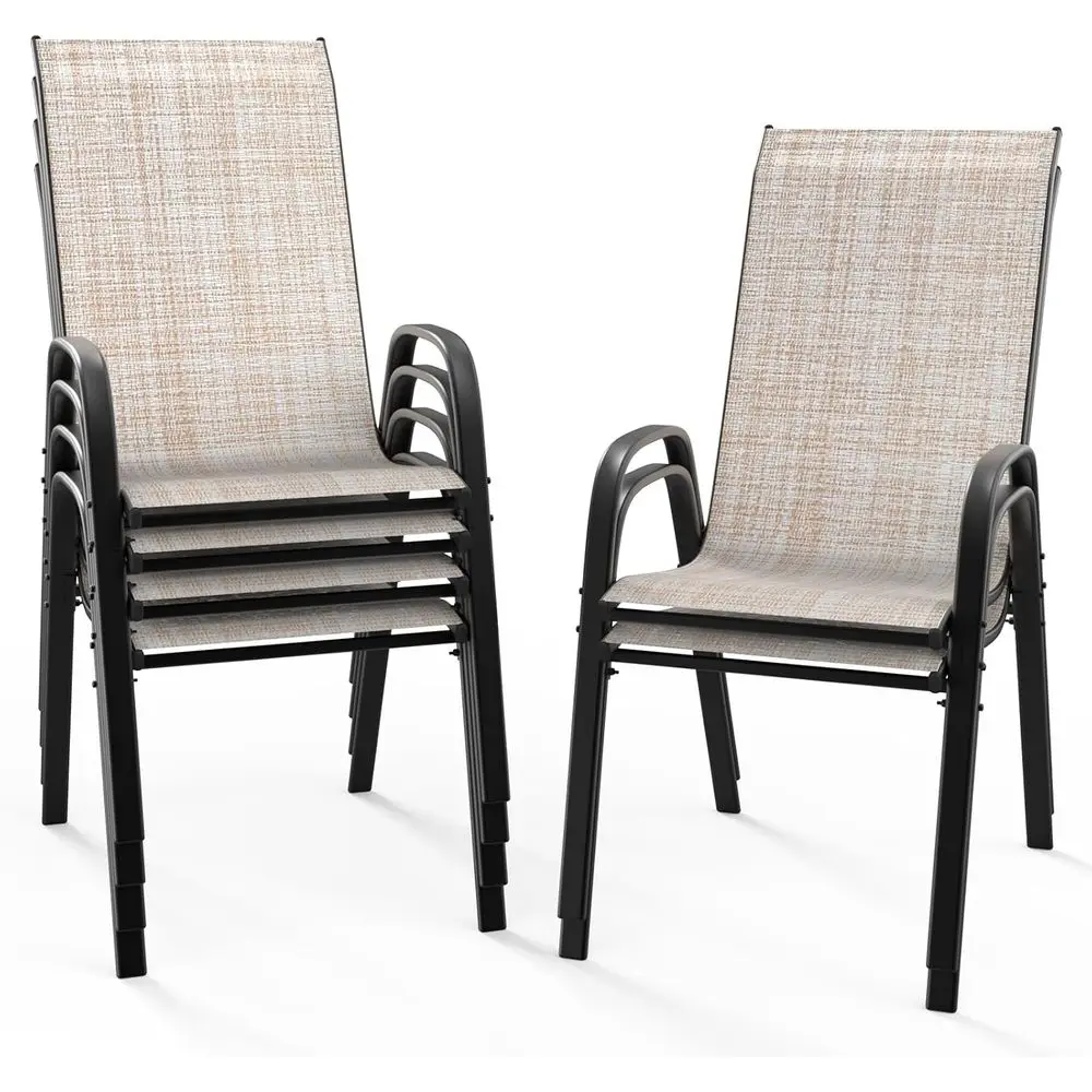 Stackable 6-Piece Outdoor Dining Chair Set with Comfortable Sling Seats, High Backs, and Armrests for Lawn, Poolside, Courtyard,
Stackable 6-Piece Outdoor Dining Chair Set with Comfortable Sling Seats, High Backs, and Armrests for Lawn, Poolside, Courtyard,