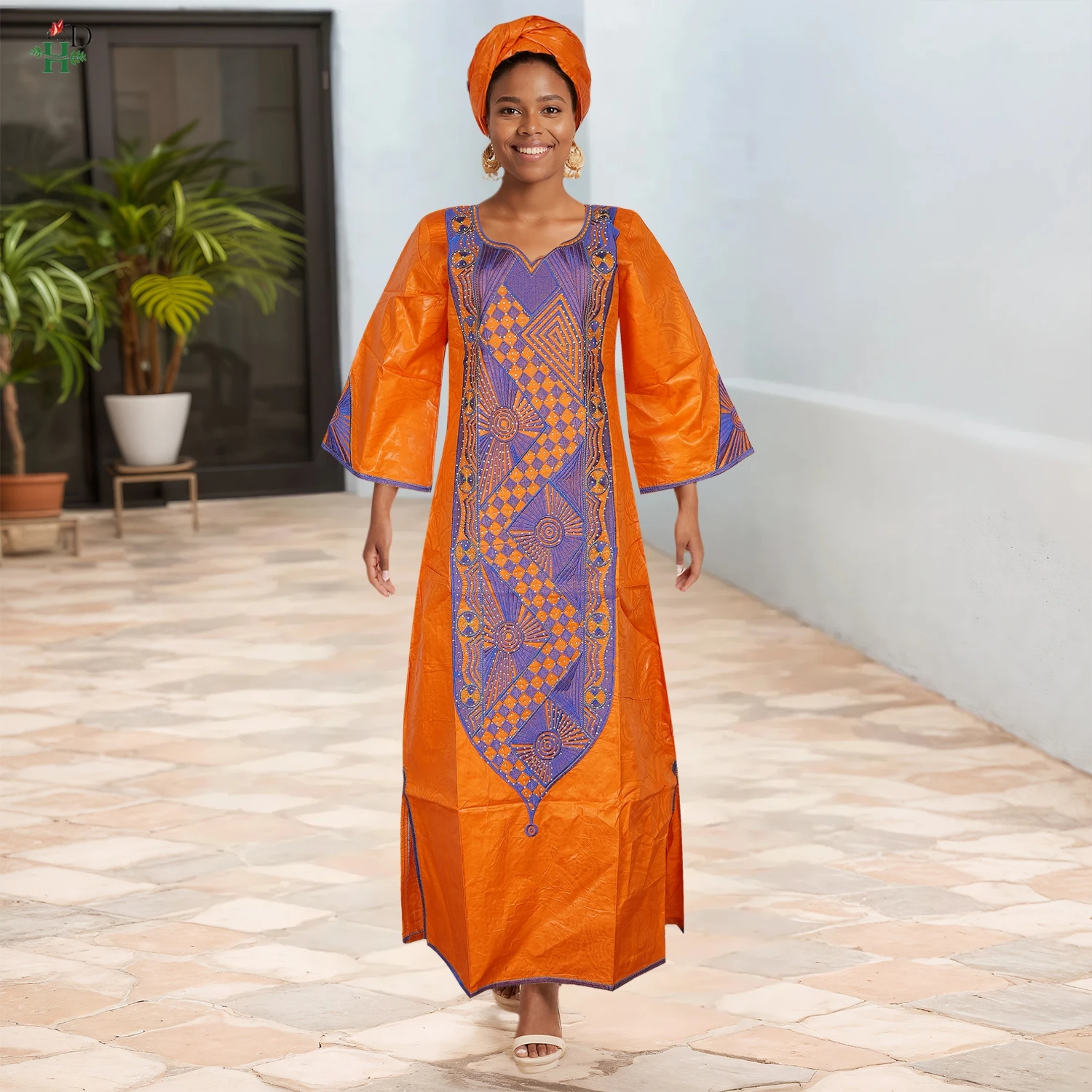 H&D African Kaftan Dress Women's Bazin Riche Traditional Embroidered Robe with Headwrap For Festivals Weddings Cultural Events
H&D African Kaftan Dress Women's Bazin Riche Traditional Embroidered Robe with Headwrap For Festivals Weddings Cultural Events