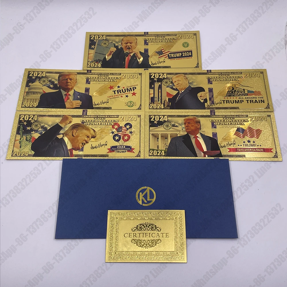 5 Designs Beautiful 2024 Trump 24K Gold Banknote We trust in Gold Make America Great Cards with Envelope For Fans Collection
5 Designs Beautiful 2024 Trump 24K Gold Banknote We trust in Gold Make America Great Cards with Envelope For Fans Collection