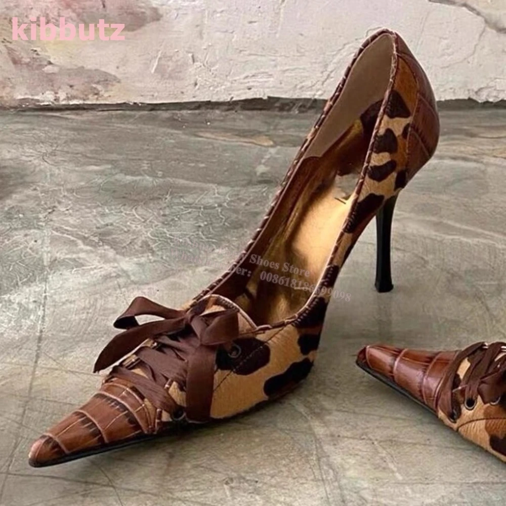 Leopard Lace-Up Pumps Genuine Leather Pointed Toe Thin Heels Slip-On Fashion Elegant Concise Party Dress Sexy Women Shoes Newest
Leopard Lace-Up Pumps Genuine Leather Pointed Toe Thin Heels Slip-On Fashion Elegant Concise Party Dress Sexy Women Shoes Newest
